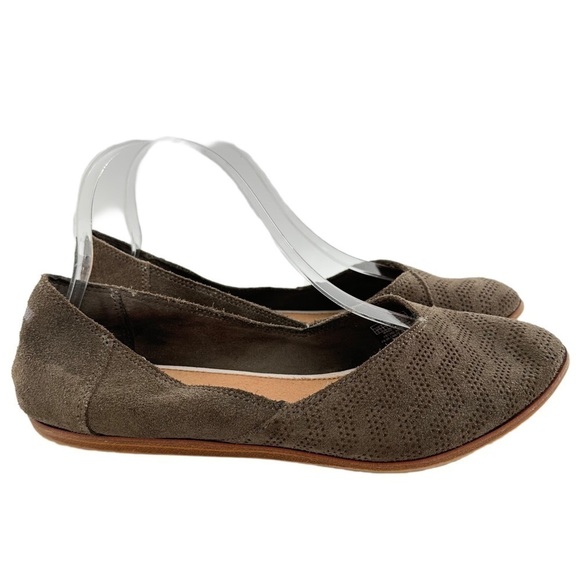 Toms womens flats size 9.5 army green suede pointy toe ballet - Picture 1 of 12